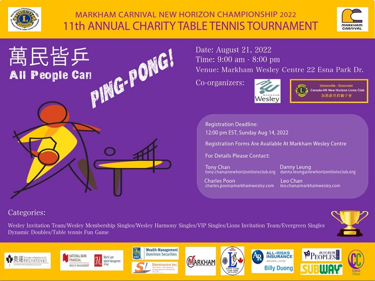 New Horizon Championship 2022  11th Annual Charity Table Tennis Tournament