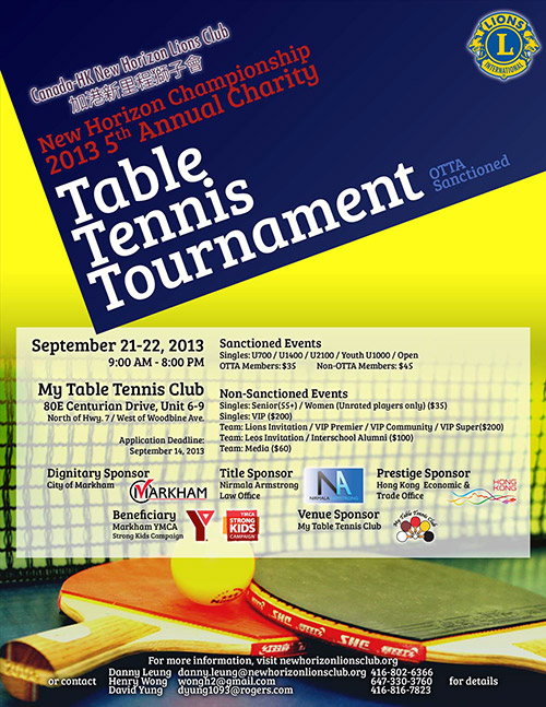 New Horizon Championship 2013 – 5th Annual Charity Table Tennis Tournament
