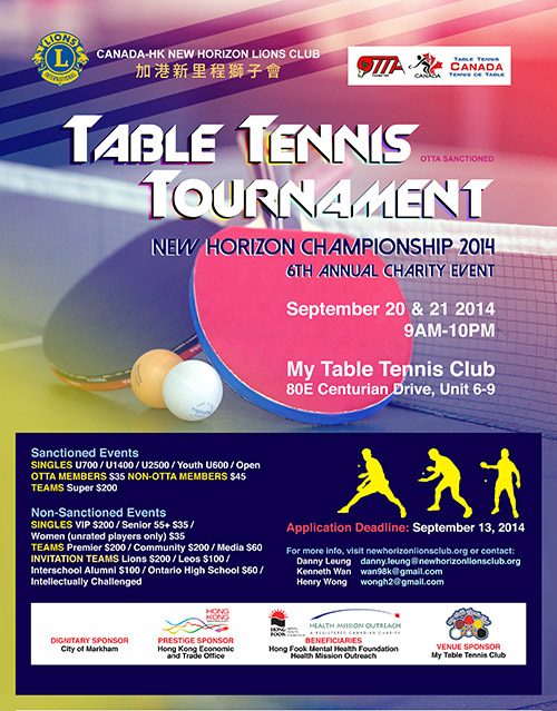 New Horizon Championship 2014 – 6th Annual Charity Table Tennis Tournament
