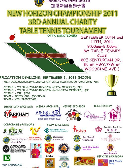 New Horizon Championship 2011 – 3rd Annual Charity Table Tennis Tournament
